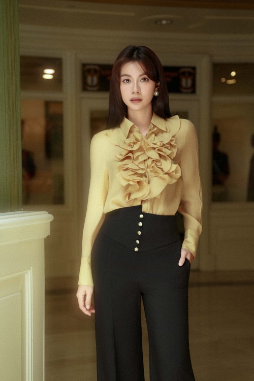 Sixdo Black Woven Loose Pants